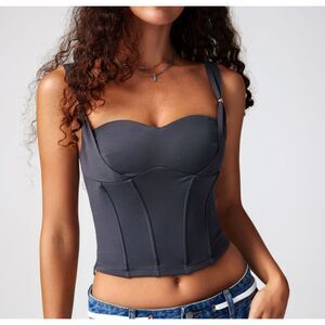BNWT Women Cider Sweetheart Corset Tank Top in Gray Size Large